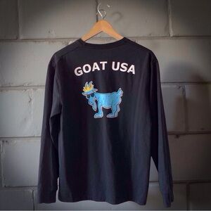 Streetwear Aesthetic GOAT USA Crowned Goat Graphic Long Sleeve Tee Black Size M